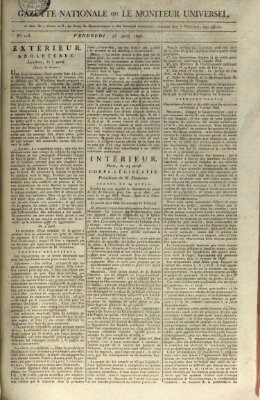Gazette nationale, ou le moniteur universel (Le moniteur universel) Freitag 25. April 1806