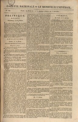 Gazette nationale, ou le moniteur universel (Le moniteur universel) Samstag 18. Mai 1799