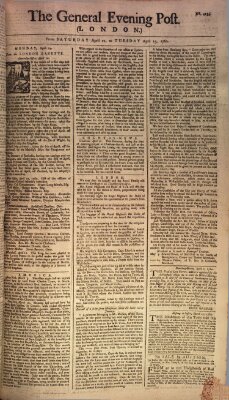 The general evening post Sonntag 13. April 1760