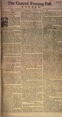 The general evening post Samstag 4. Oktober 1760