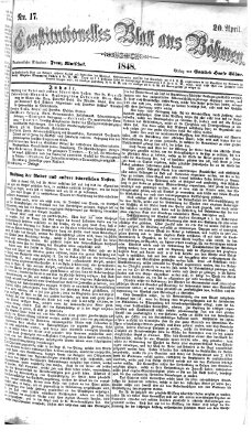 Constitutionelles Blatt aus Böhmen Donnerstag 20. April 1848