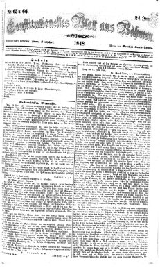 Constitutionelles Blatt aus Böhmen Samstag 24. Juni 1848