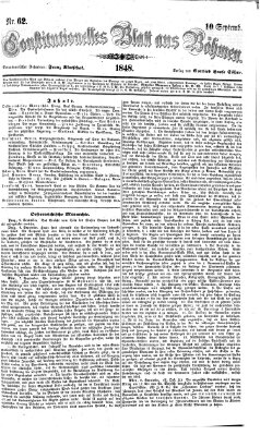 Constitutionelles Blatt aus Böhmen Sonntag 10. September 1848