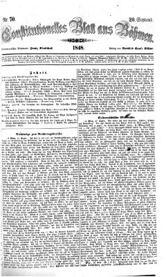 Constitutionelles Blatt aus Böhmen Mittwoch 20. September 1848