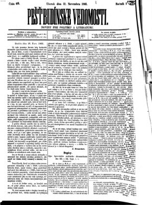 Pešťkbudínske vedomosti Dienstag 12. November 1861