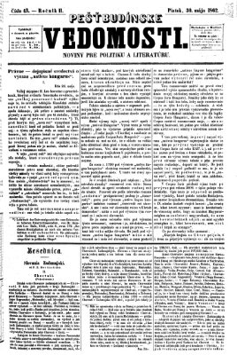 Pešťkbudínske vedomosti Freitag 30. Mai 1862