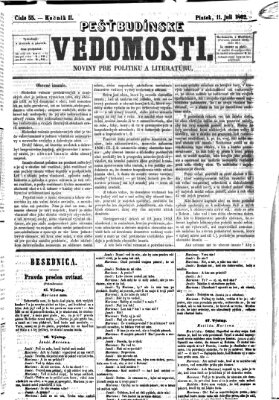 Pešťkbudínske vedomosti Freitag 11. Juli 1862