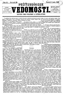Pešťkbudínske vedomosti Montag 15. Juni 1863