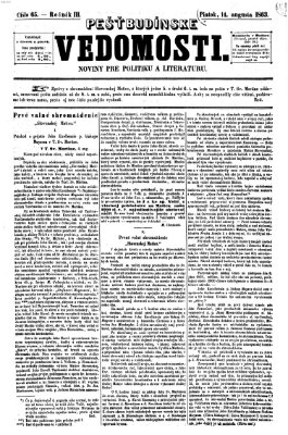 Pešťkbudínske vedomosti Freitag 14. August 1863