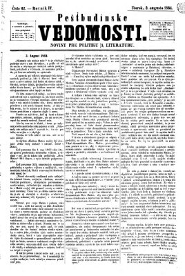 Pešťkbudínske vedomosti Dienstag 2. August 1864