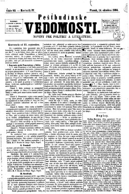 Pešťkbudínske vedomosti Freitag 14. Oktober 1864
