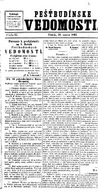 Pešťkbudínske vedomosti Dienstag 28. März 1865