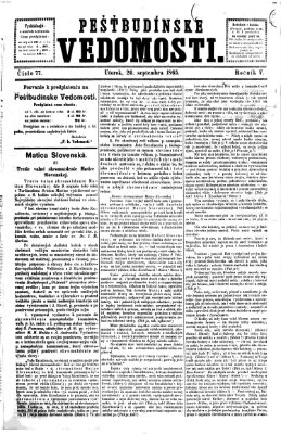 Pešťkbudínske vedomosti Dienstag 26. September 1865
