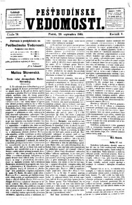 Pešťkbudínske vedomosti Freitag 29. September 1865