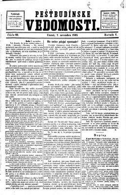 Pešťkbudínske vedomosti Dienstag 7. November 1865