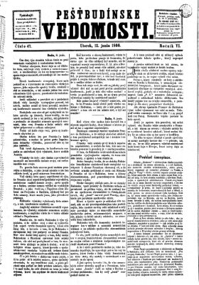 Pešťkbudínske vedomosti Dienstag 12. Juni 1866