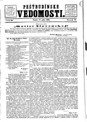 Pešťkbudínske vedomosti Freitag 27. Juli 1866