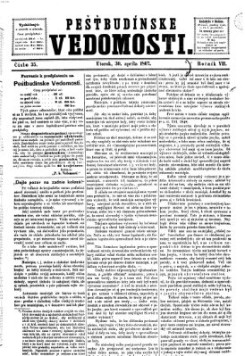 Pešťkbudínske vedomosti Dienstag 30. April 1867