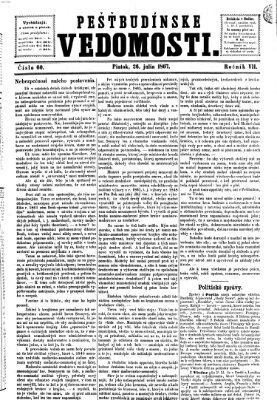 Pešťkbudínske vedomosti Freitag 26. Juli 1867