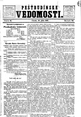 Pešťkbudínske vedomosti Dienstag 30. Juli 1867