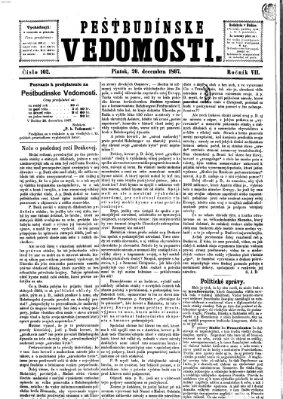 Pešťkbudínske vedomosti Freitag 20. Dezember 1867