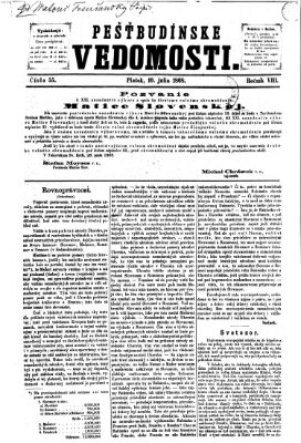 Pešťkbudínske vedomosti Freitag 10. Juli 1868
