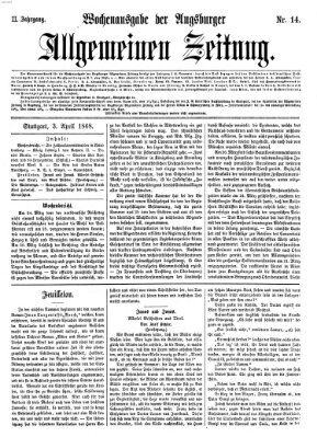 Augsburger allgemeine Zeitung Freitag 3. April 1868