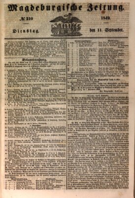Magdeburgische Zeitung Dienstag 11. September 1849