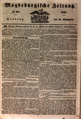Magdeburgische Zeitung Sonntag 23. September 1849