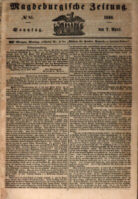 Magdeburgische Zeitung Sonntag 7. April 1850