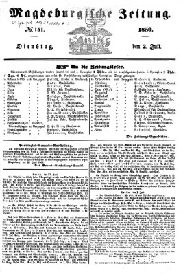 Magdeburgische Zeitung Dienstag 2. Juli 1850