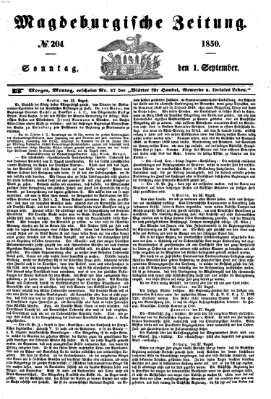 Magdeburgische Zeitung Sonntag 1. September 1850