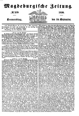 Magdeburgische Zeitung Donnerstag 19. September 1850