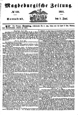 Magdeburgische Zeitung Samstag 7. Juni 1851