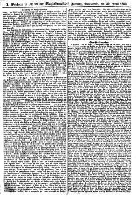 Magdeburgische Zeitung Samstag 30. April 1853