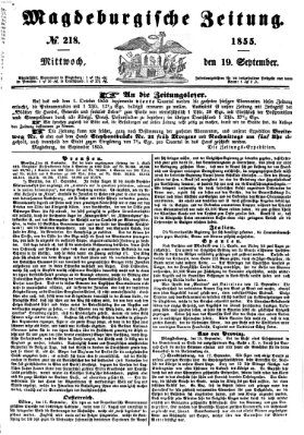 Magdeburgische Zeitung Mittwoch 19. September 1855