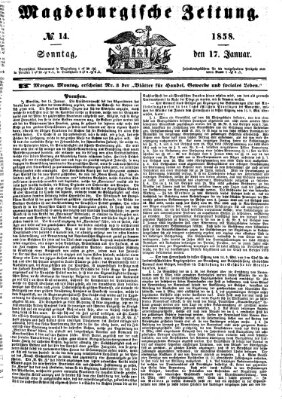 Magdeburgische Zeitung Sonntag 17. Januar 1858