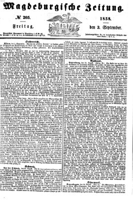 Magdeburgische Zeitung Freitag 3. September 1858