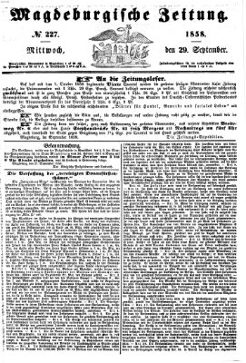 Magdeburgische Zeitung Mittwoch 29. September 1858