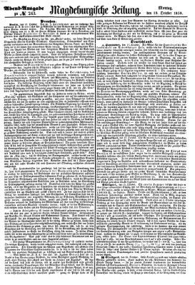 Magdeburgische Zeitung Montag 18. Oktober 1858