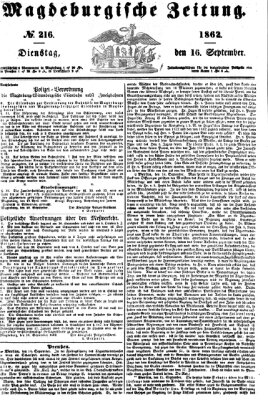 Magdeburgische Zeitung Dienstag 16. September 1862