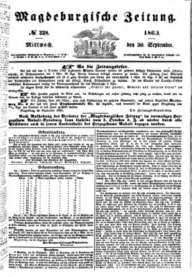 Magdeburgische Zeitung Mittwoch 30. September 1863