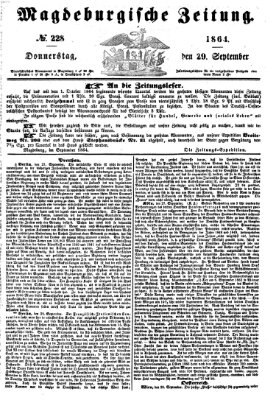 Magdeburgische Zeitung Donnerstag 29. September 1864