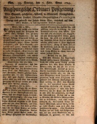 Augsburgische Ordinari Postzeitung von Staats-, gelehrten, historisch- u. ökonomischen Neuigkeiten (Augsburger Postzeitung) Freitag 7. Februar 1794