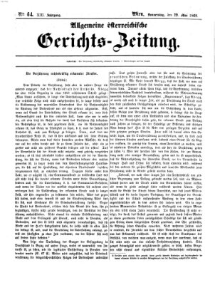 Allgemeine österreichische Gerichts-Zeitung Donnerstag 29. Mai 1862