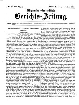 Allgemeine österreichische Gerichts-Zeitung Donnerstag 5. Juni 1862