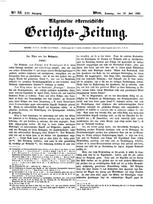 Allgemeine österreichische Gerichts-Zeitung Samstag 19. Juli 1862