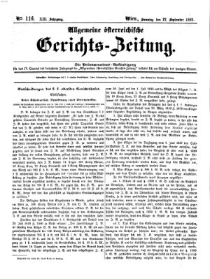 Allgemeine österreichische Gerichts-Zeitung Samstag 27. September 1862