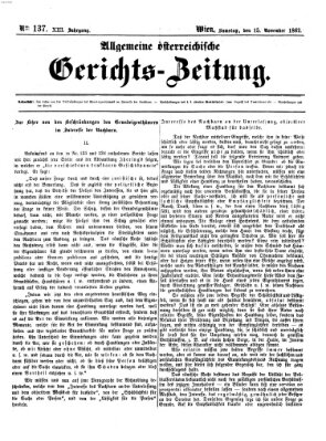 Allgemeine österreichische Gerichts-Zeitung Samstag 15. November 1862