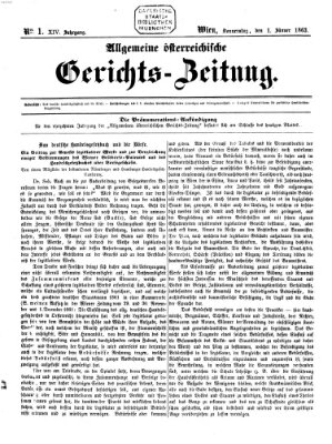 Allgemeine österreichische Gerichts-Zeitung Donnerstag 1. Januar 1863